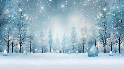 Winter forest in the snowing landscape