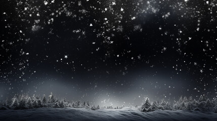 Snowflakes falling on black background