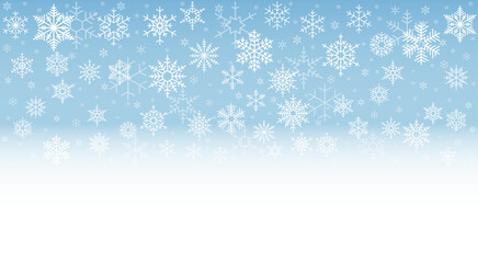 White Seamless Falling Snowflake Pattern Isolated On Blue White Ombre Background