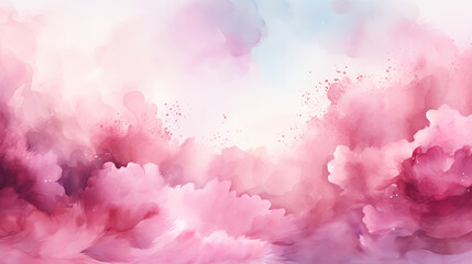 Abstract pink watercolor art background for cards, flyer, poster, banner and cover design. Hand drawn flower illustration for Valentines Day.