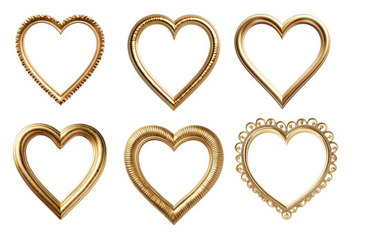 Classic heart-shaped frame with an intricate golden pattern, ideal for weddings and engagements