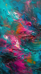 Abstract magenta and cyan paint background. Oil painting texture