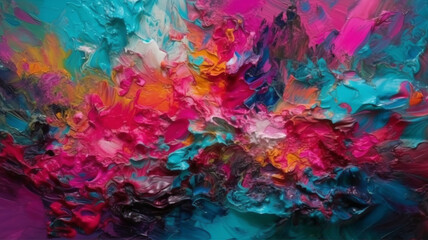 Abstract magenta and cyan paint background. Oil painting texture