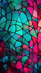 Abstract cyan and magenta background. Stained glass window texture pattern