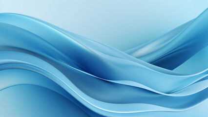 Naklejka premium Abstract silk blue waves design with smooth curves and soft shadows on clean modern background. Fluid gradient motion of dynamic lines on minimal backdrop