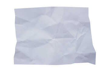 Crumpled white ripped paper piece on transparent background