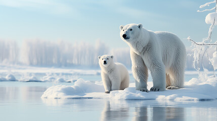 Two very cute polar bears