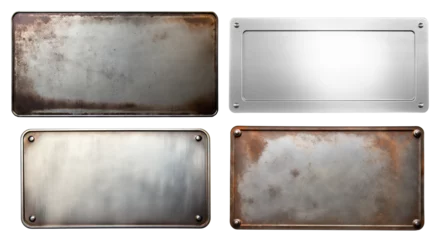 Tuinposter Set of metal plates with rusted surfaces, cut out © Yeti Studio
