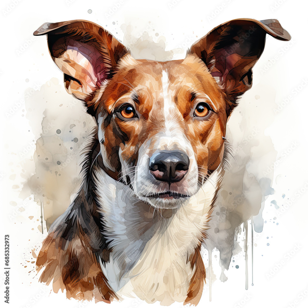 Wall mural watercolor Basenji clipart, Generative Ai