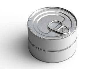 3D Illustration. Tuna fish tin can mockup isolated.