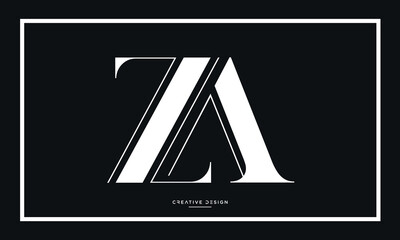 Alphabet Letters ZA or AZ Logo Monogram