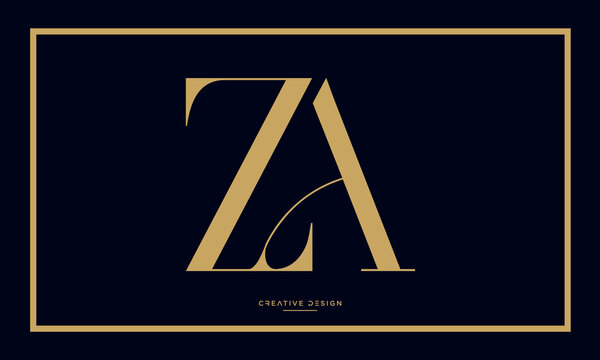 Alphabet Letters ZA or AZ Logo Monogram