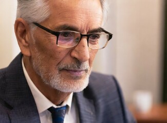 Senior Boss, Executive Businessman At Office, Face Closeup