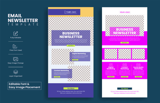 corporate email newsletter Editable template set for business email marketing template, website ui landing page, web page header template design