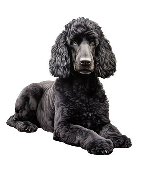 Relaxed Black Standard Poodle Lying Down