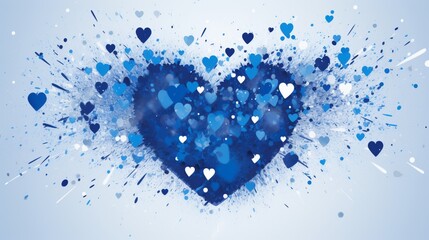 Heart shape vector indigo confetti splash with white heart hole