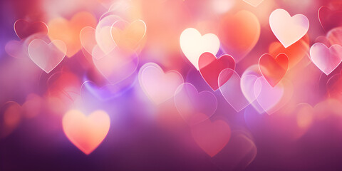 Pink abstract blurry background with hearts