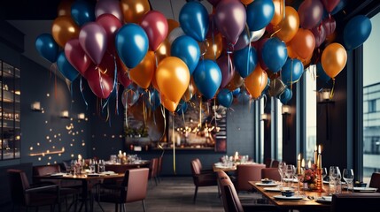 Joyful birthday design with realistic balloons creating a lively and celebratory ambiance