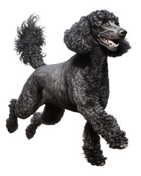 Cheerful Black Standard Poodle in Happy Trot