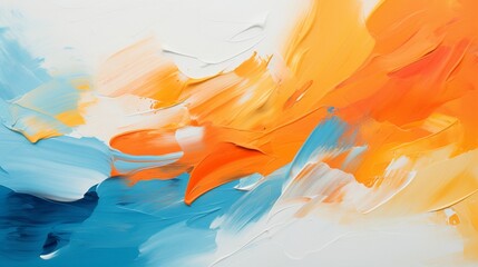 Orange and blue paint brush strokes creating a vibrant abstract background