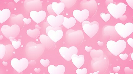 Pink and white background adorned with hearts and dots in a seamless pattern