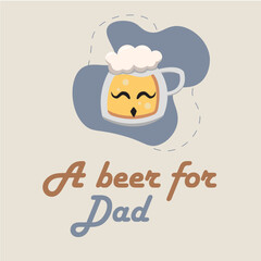 Hipster beer character with mustache Father day template Vector