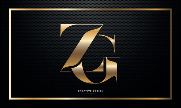 Alphabet letters ZG or GZ logo monogram