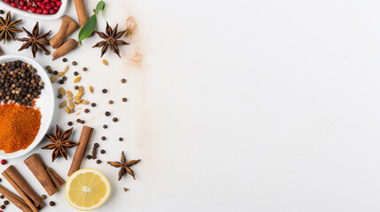 Various spices selection. Isolated on white background