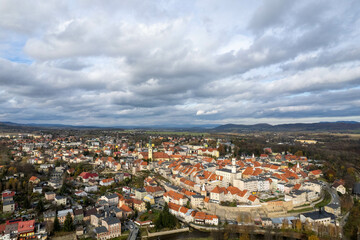 Southern Poland landscape, mountains, autumn, day, sun, sky, clouds, Klodzka Basin, dramatic and majestic scenery