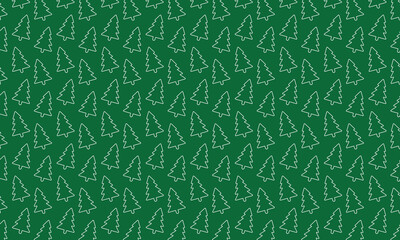 line drown doodle pine spruce tree green background