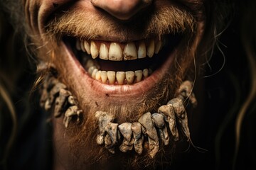 A cautionary image capturing a man's grin, highlighting the consequences of neglecting dental health