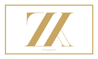 Alphabet Letters ZK or KZ Logo Monogram