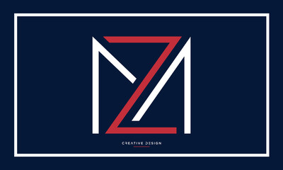 Alphabet letters ZM or MZ logo monogram