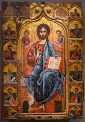 Alter table icon Deesis with apostles. 17th century, by an unknown Serbian painter. The...