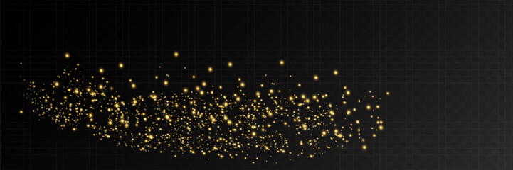 Fototapeta premium Yellow sparks glitter special light effect. Vector sparkles on transparent background. Yellow and White sequins. Space stars.