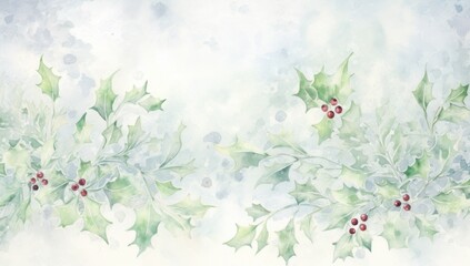 Obraz na płótnie Canvas Watercolor Snow-covered tree Background 