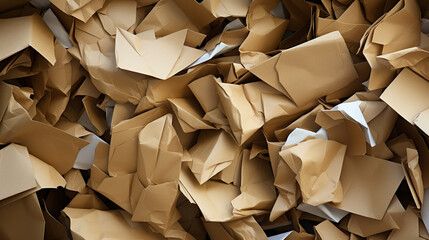 Cardboard waste pile stacked on a landfill. Recycled paper or reuse concept - obrazy, fototapety, plakaty