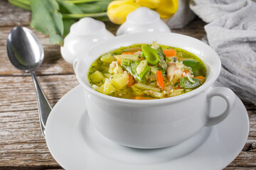 Fresh vegetable soup. Selective focus.