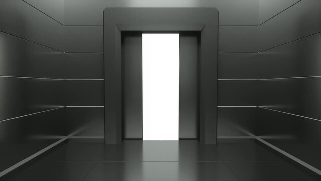 Opening Metal elevator leading to white space 