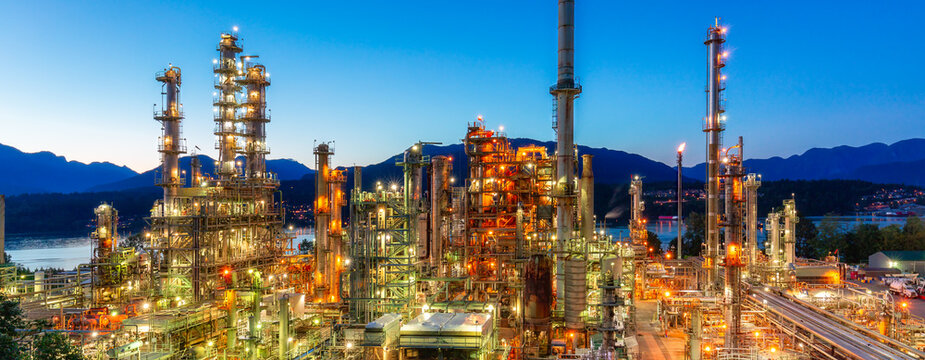 Oil Refinery Industrial Plant in Vancouver, British Columbia, Canada.