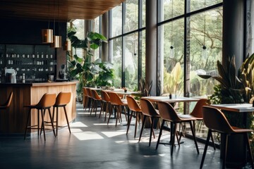 Interior of a empty modern cafe