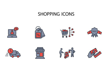 Shopping icon set.vector.Editable stroke.linear style sign for use web design,logo.Symbol illustration.