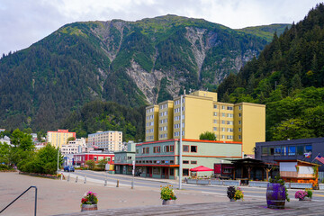 Street of downtown Juneau, the capital city of Alaska, USA