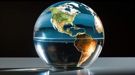  a close up of an egg with a map of the world in the middle of the egg shell on a table.