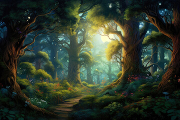 Fototapeta na wymiar Enchanted Exoplanetary Woods: Spectacular Foliage