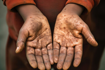 Visible Symptoms of Leprosy in Child's Palms
