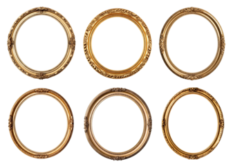 Set of round golden frames, cut out