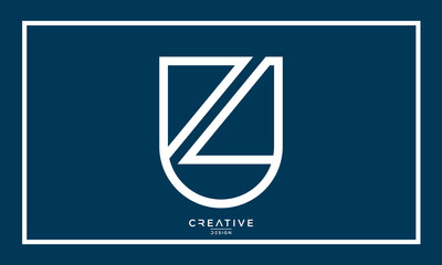 Alphabet Letters ZU or UZ Logo Monogram