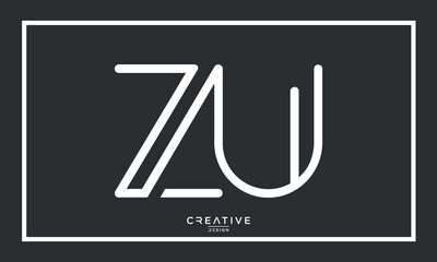 Alphabet Letters ZU or UZ Logo Monogram