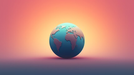  a blue egg with a map of the world on it's side, on a pink and blue background.